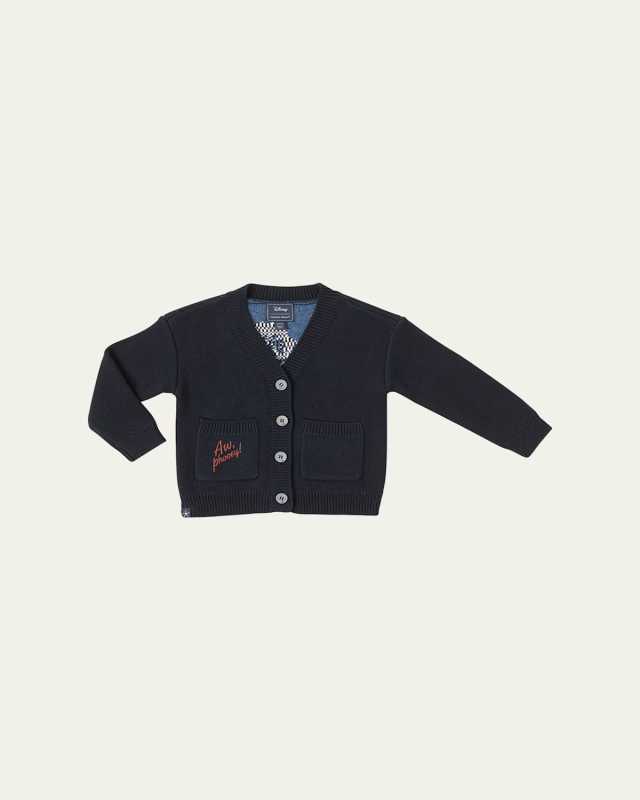 Boy's Cozy Chic Donald Duck Intarsia Cardigan, Size 2-5